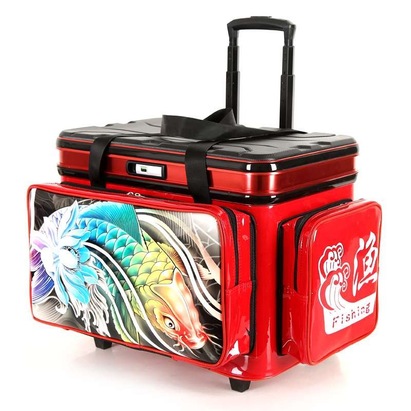 Fishing poles! New, hard-covered, multi-purpose, big-wheeled fish cans